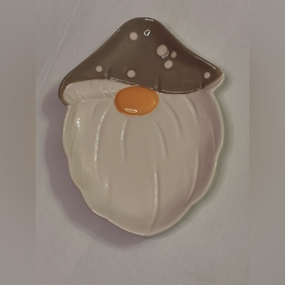 Kirkland’s Ceramic Gnome Trinket Dish Mushroom Cottagecore Whimsical Fall Decor